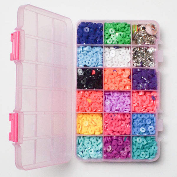 Flat Disc Beads in Plastic Compartment Case