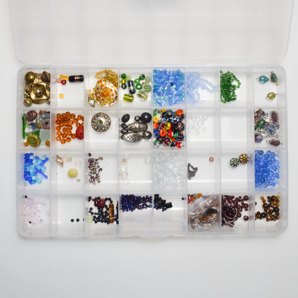 Assorted Beads in Clear Compartment Case