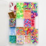 Colorful Perler Beads + Plastic Beads in Plastic Compartment Case