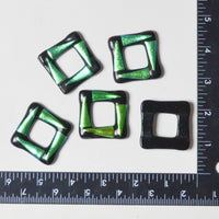 Green + Black Glass Square Donut Pendants