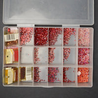 Red Needlework Seed Beads in Clear Compartment Case