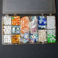 Assorted Plastic Beads in Clear Compartment Case