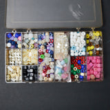 Assorted Plastic Beads in Clear Compartment Case