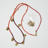 Orange Beaded Necklace with Bells + Charms