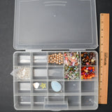 Glass, Stone + Shell Beads in Clear Compartment Case