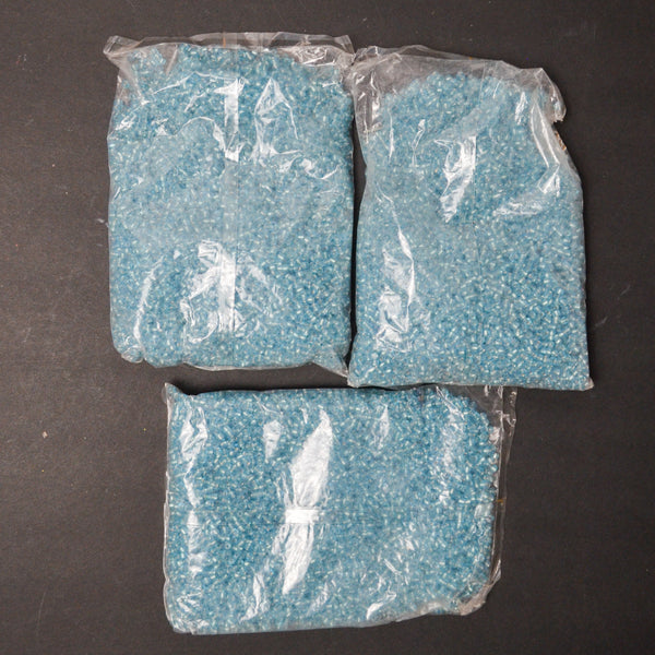 Light Blue Glass Beads - 3 Bags