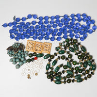 Blue + Green Glass + Stone Bead Jewelry Bundle