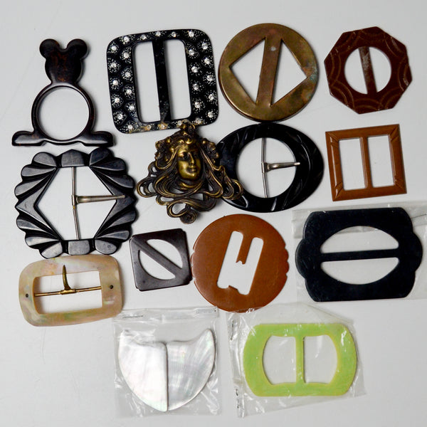 Vintage Plastic, Bakelite Shell Buckles Set of 14 – Make Mend