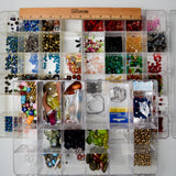 Assorted Beads in Clear Plastic Compartment Containers