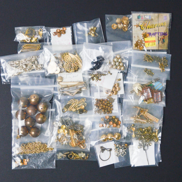 Vintage Metal Beads, Clips + Jewelry Findings Bundle