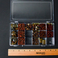 Brown + Red Pietersite, Mahogany Obsidian + Carnelian Beads in Clear Compartment Case