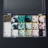 Blue + Pink Quartz, Rose Quartz + Amazonite Stone Beads in Clear Compartment Case