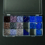 Blue + Purple Fire Polished Beads in Clear Compartment Case