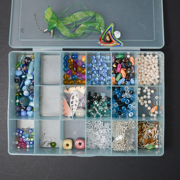 Assorted Multicolor Beads in Compartment Case