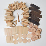 Wooden Bead Bundle + Assorted Wood Pieces