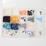 Stone, Faceted Glass, Plastic + Crimp Beads in Clear Compartment Case