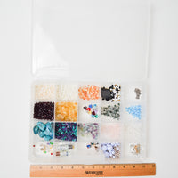 Stone, Faceted Glass, Plastic + Crimp Beads in Clear Compartment Case