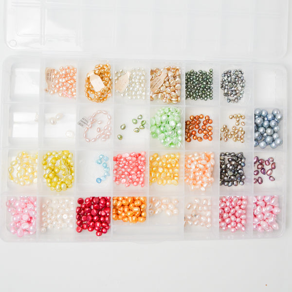 Pearls + Pearlescent Beads in Plastic Compartment Case