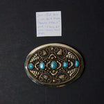 Vintage Belt Buckle with Turquoise Cabochons