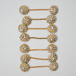 Rhinestone Button Sets with Chains - 7 Pairs