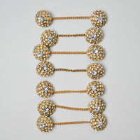 Rhinestone Button Sets with Chains - 7 Pairs