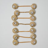 Rhinestone Button Sets with Chains - 7 Pairs