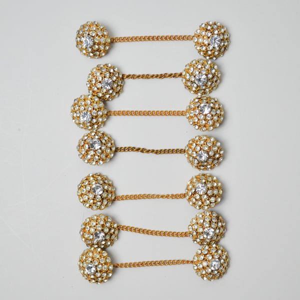 Rhinestone Button Sets with Chains - 7 Pairs