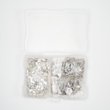 Silver Tone Metal Beads + Assorted Bar-and-Ring Toggle Clasps