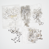 Silver Tone Metal Beads + Assorted Bar-and-Ring Toggle Clasps