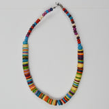 Colorful Flat + Round Clay Bead Necklace