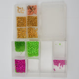 Neon Green, Pink + Gold Beads in Organizing Case