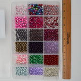 Red, Pink, Purple + Black Round Beads in Organizing Case