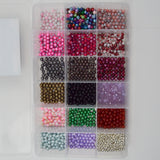 Red, Pink, Purple + Black Round Beads in Organizing Case