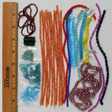 Orange, Blue + Purple Faceted + Geometric Glass Beads
