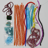 Orange, Blue + Purple Faceted + Geometric Glass Beads