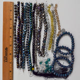 Blue, Black + Silver Faceted Fire-Polished Glass Beads