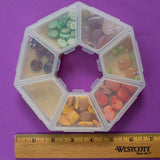 Orange, Yellow + Green Stone Beads in Organizing Case