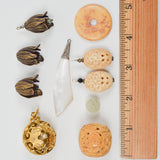 Ornate Carved Bone + Bronze Beads and Charms