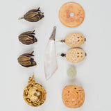 Ornate Carved Bone + Bronze Beads and Charms