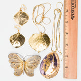 Gold Butterfly Brooch, Ceramic Pendant + Gold Leaf Jewelry