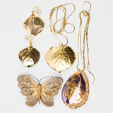 Gold Butterfly Brooch, Ceramic Pendant + Gold Leaf Jewelry