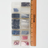Black, Blue, White + Pink Glass & Stone Beads in Organizing Case