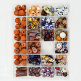 Clay, Glass, Ceramic + Carved Wooden Beads in Organizing Case