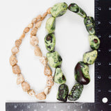 Brown + Green Chunky Stone Beads - 2 Strings