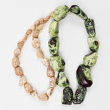 Brown + Green Chunky Stone Beads - 2 Strings