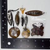 Fossil Pendants + Czech Glass Ammonite-Shaped Beads