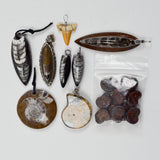 Fossil Pendants + Czech Glass Ammonite-Shaped Beads