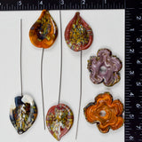 Blown Glass Flowers + Leaves - Set of 6