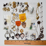 Assorted Earring, Necklace, Charm + Semi-Precious Gemstone Cabochon Bundle