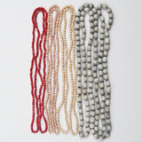 Cream, Gray + Red Stone Bead Strings from Haiti - 4 Strings